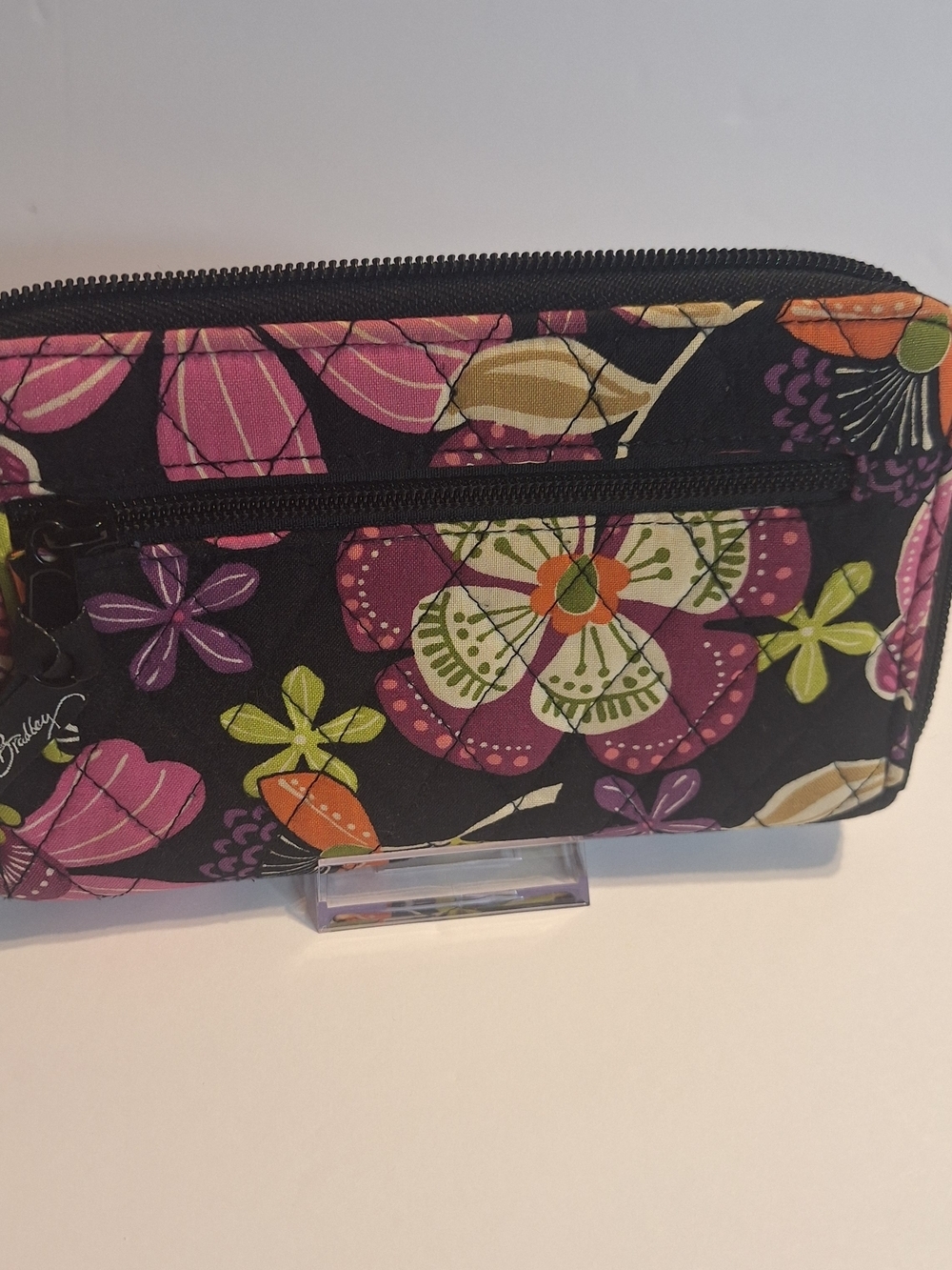 Vera Bradley Turnlock Floral Zip Wallet in Black, Pink and Green - Picture 6 of 10